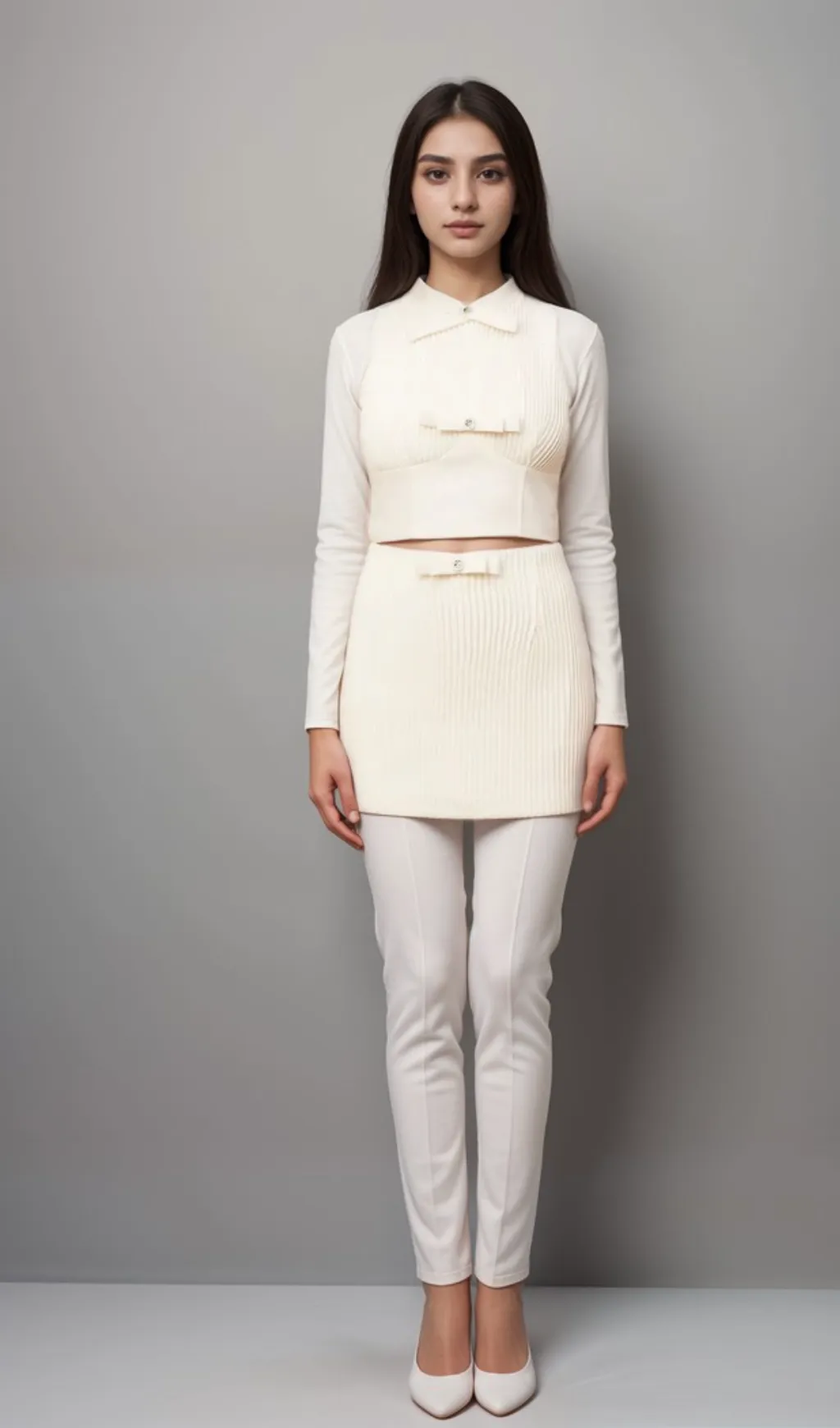 Flaminia white bow-embellished top & skirt matching set Gloria Lanvin