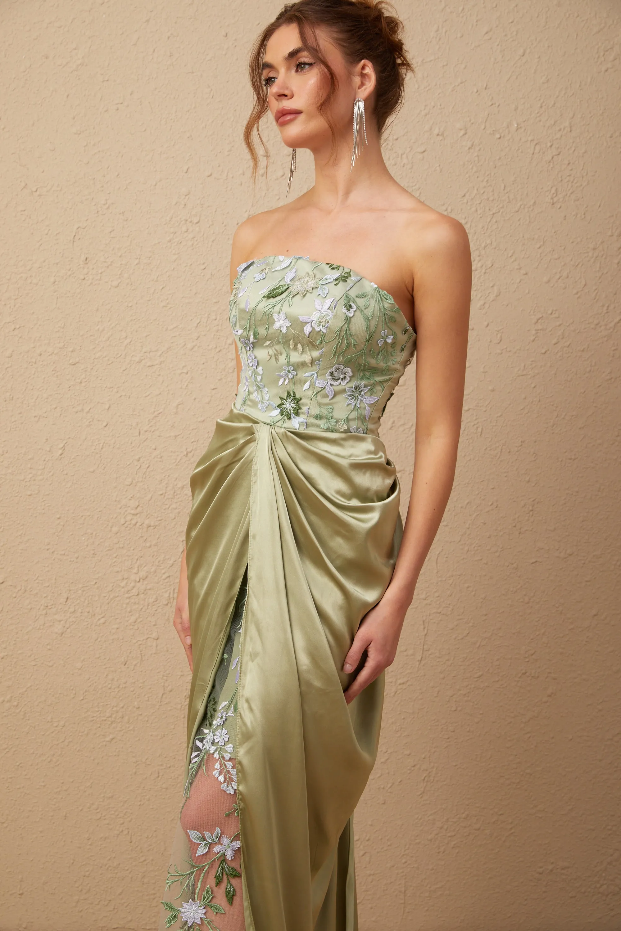 Flavia floral-embroidered panelled maxi dress Gloria Lanvin