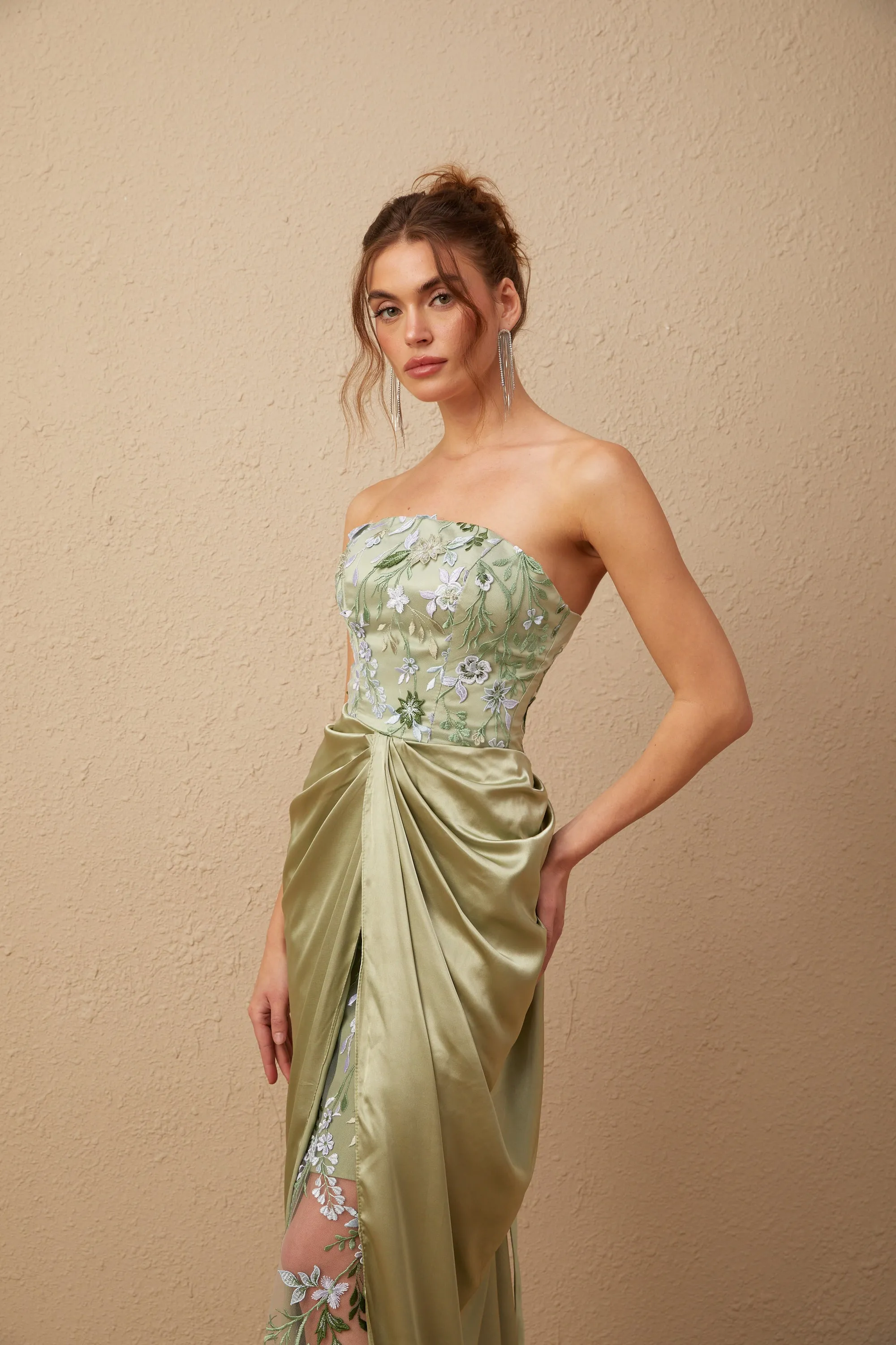 Flavia floral-embroidered panelled maxi dress Gloria Lanvin