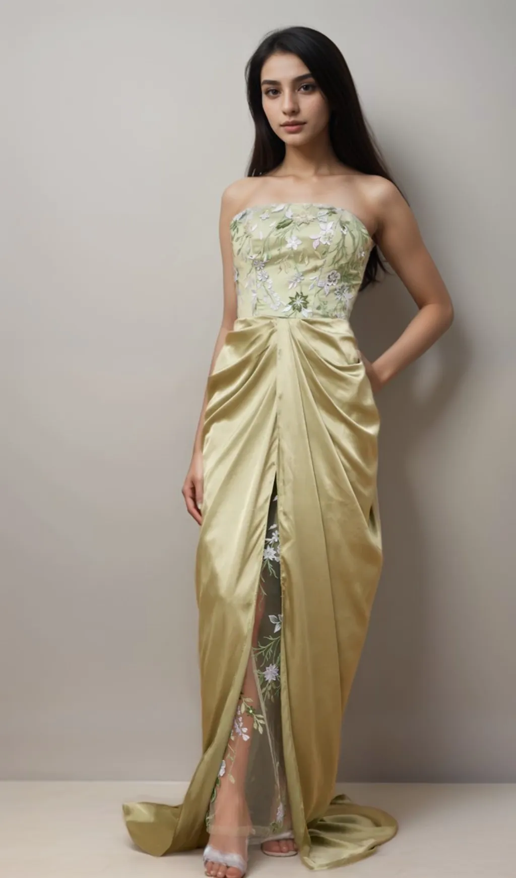 Flavia floral-embroidered panelled maxi dress Gloria Lanvin