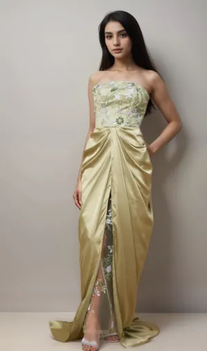 Flavia floral-embroidered panelled maxi dress Gloria Lanvin