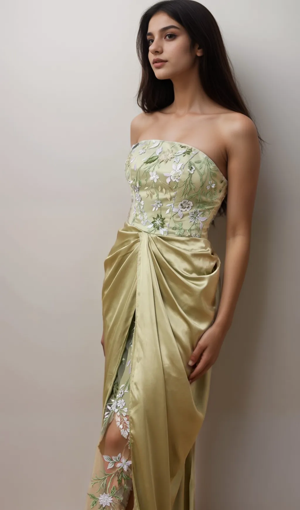 Flavia floral-embroidered panelled maxi dress Gloria Lanvin