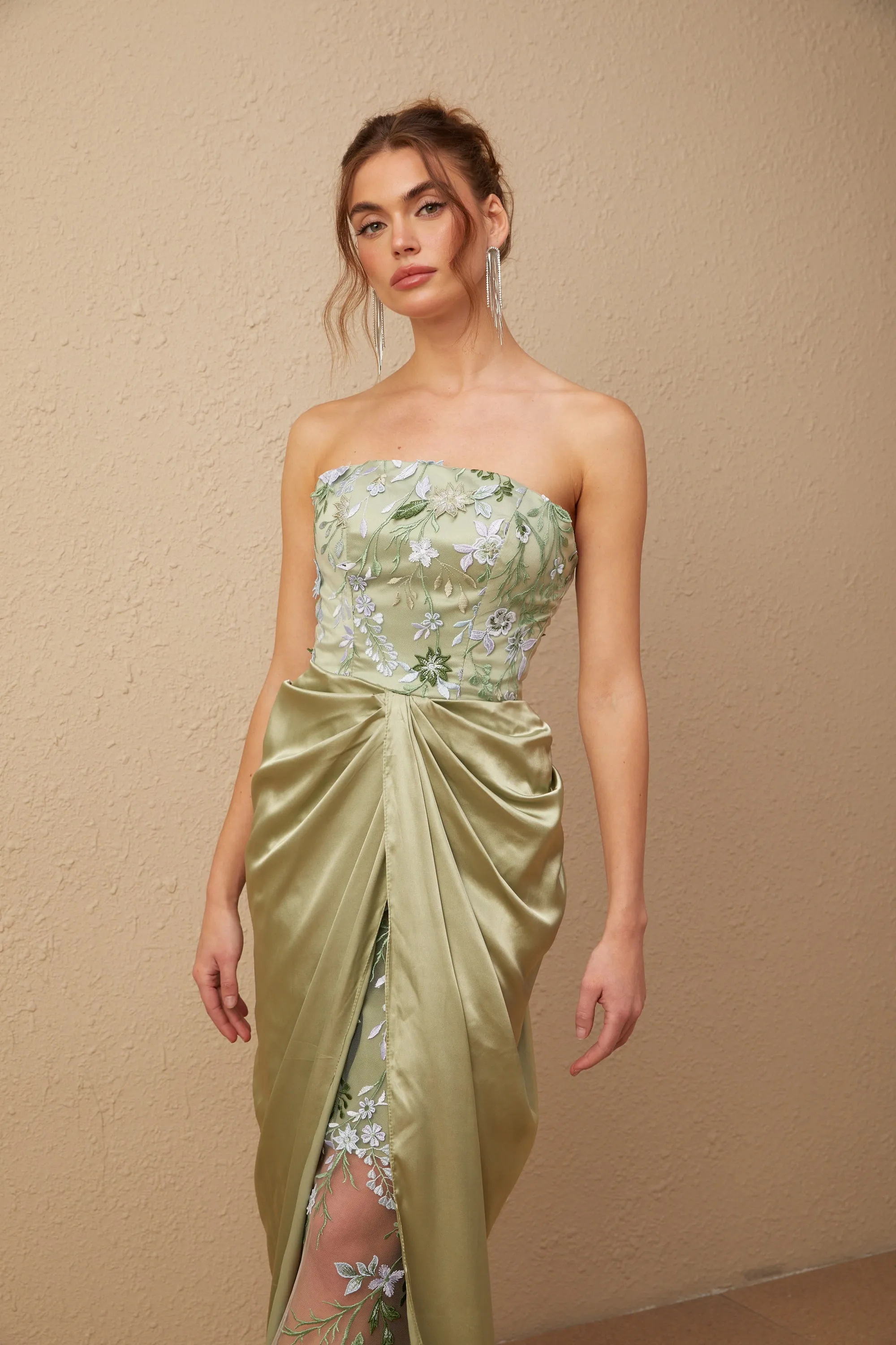Flavia floral-embroidered panelled maxi dress Gloria Lanvin