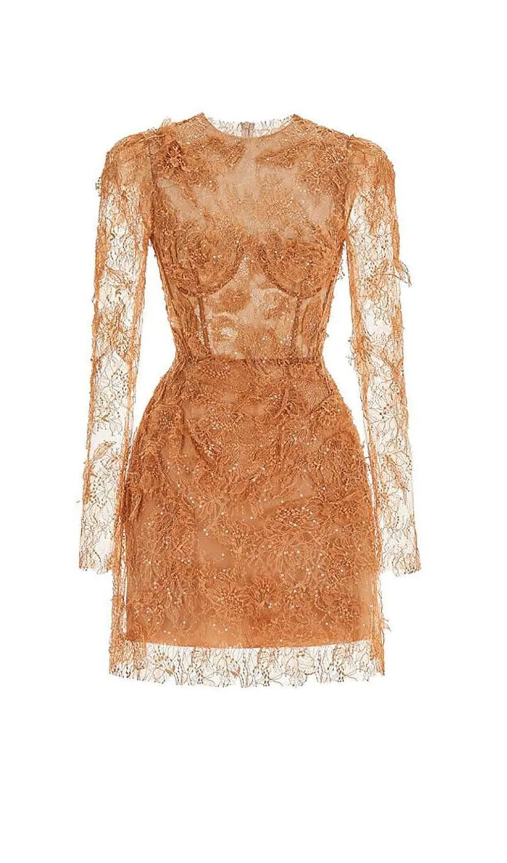 FLORAL AND RAMAGE EMBROIDERY MIDI DRESS IN BROWN Gloria Lanvin