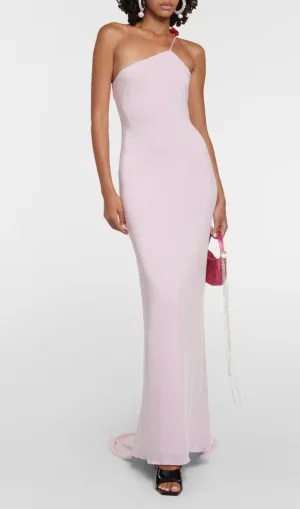FLORAL-APPLIQU ONE-SHOULDER GOWN Gloria Lanvin