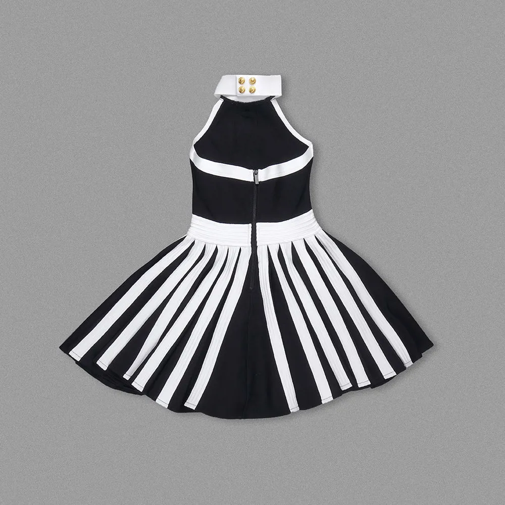 FLORAL-APPLIQU PLEATED KNIT MINI DRESS Gloria Lanvin