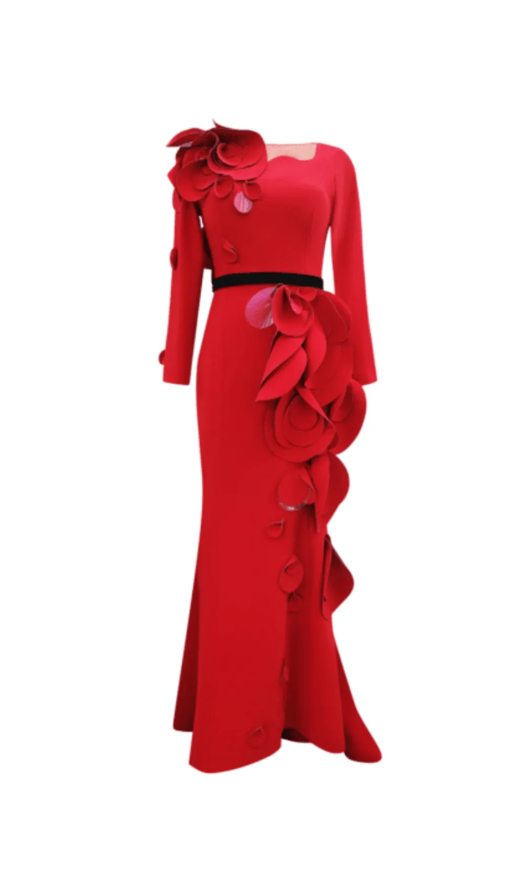floral belted maxi dress in red Gloria Lanvin