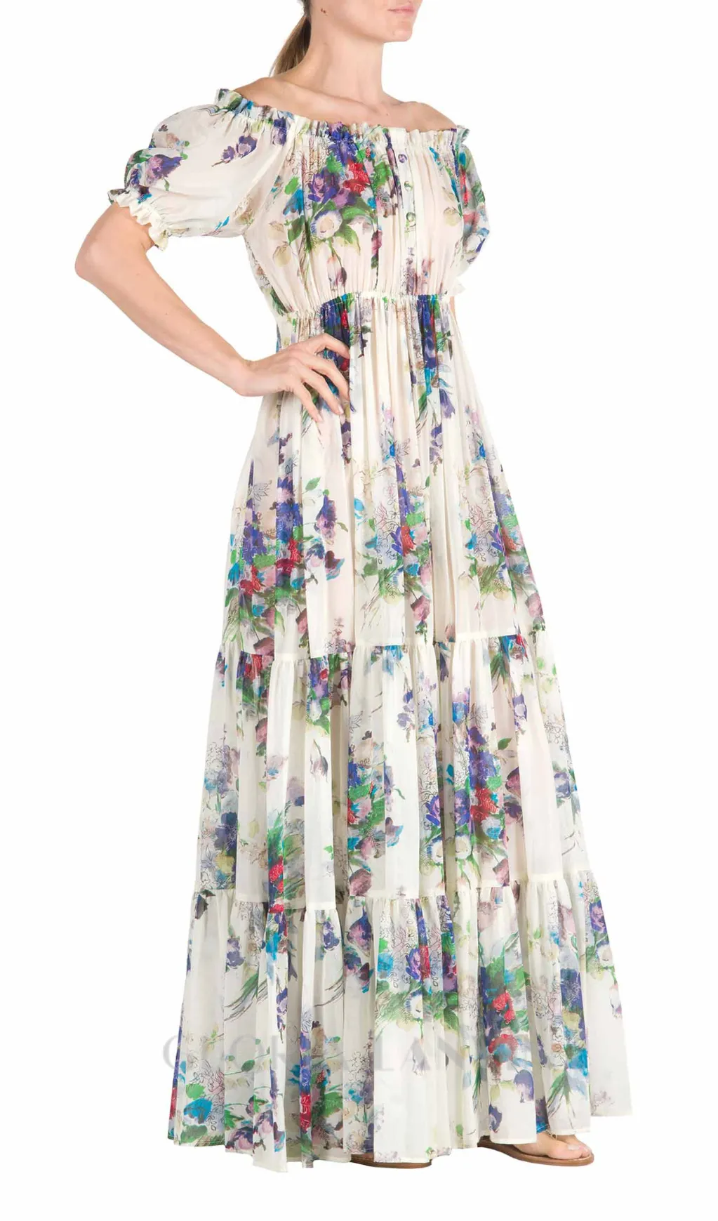 FLORAL BOUQUET PRINTED MAXI DRESS Gloria Lanvin