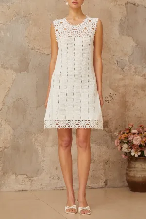 Floral Crochet Mini Dress in white Gloria Lanvin