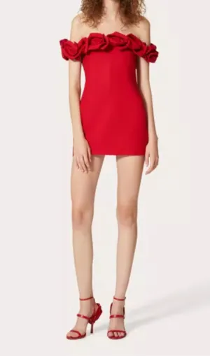 FLORAL EMBELLISHED CREPE MINI DRESS Gloria Lanvin