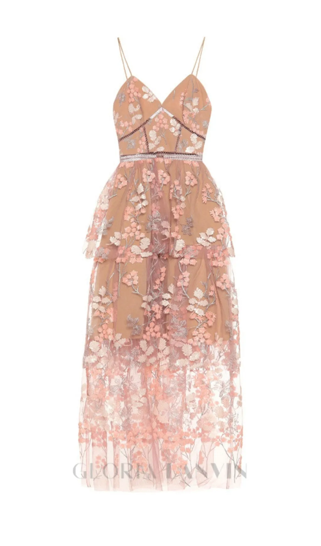 FLORAL EMBELLISHED MIDI DRESS Gloria Lanvin