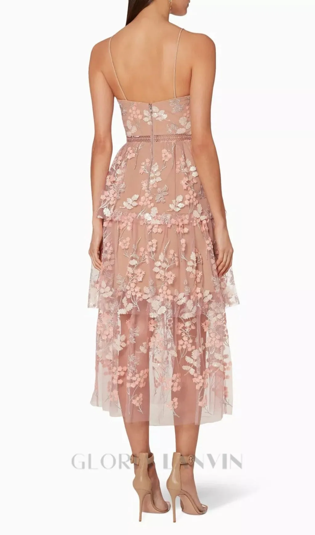 FLORAL EMBELLISHED MIDI DRESS Gloria Lanvin