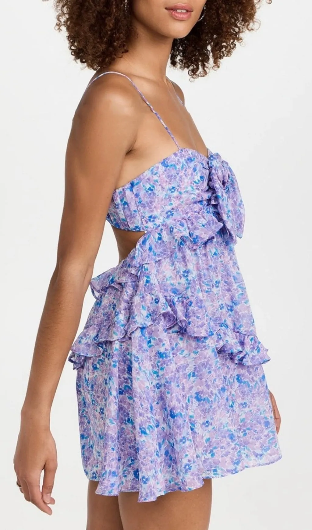 FLORAL EMBELLISHED RUFFLE TRIM MINI DRESS Gloria Lanvin