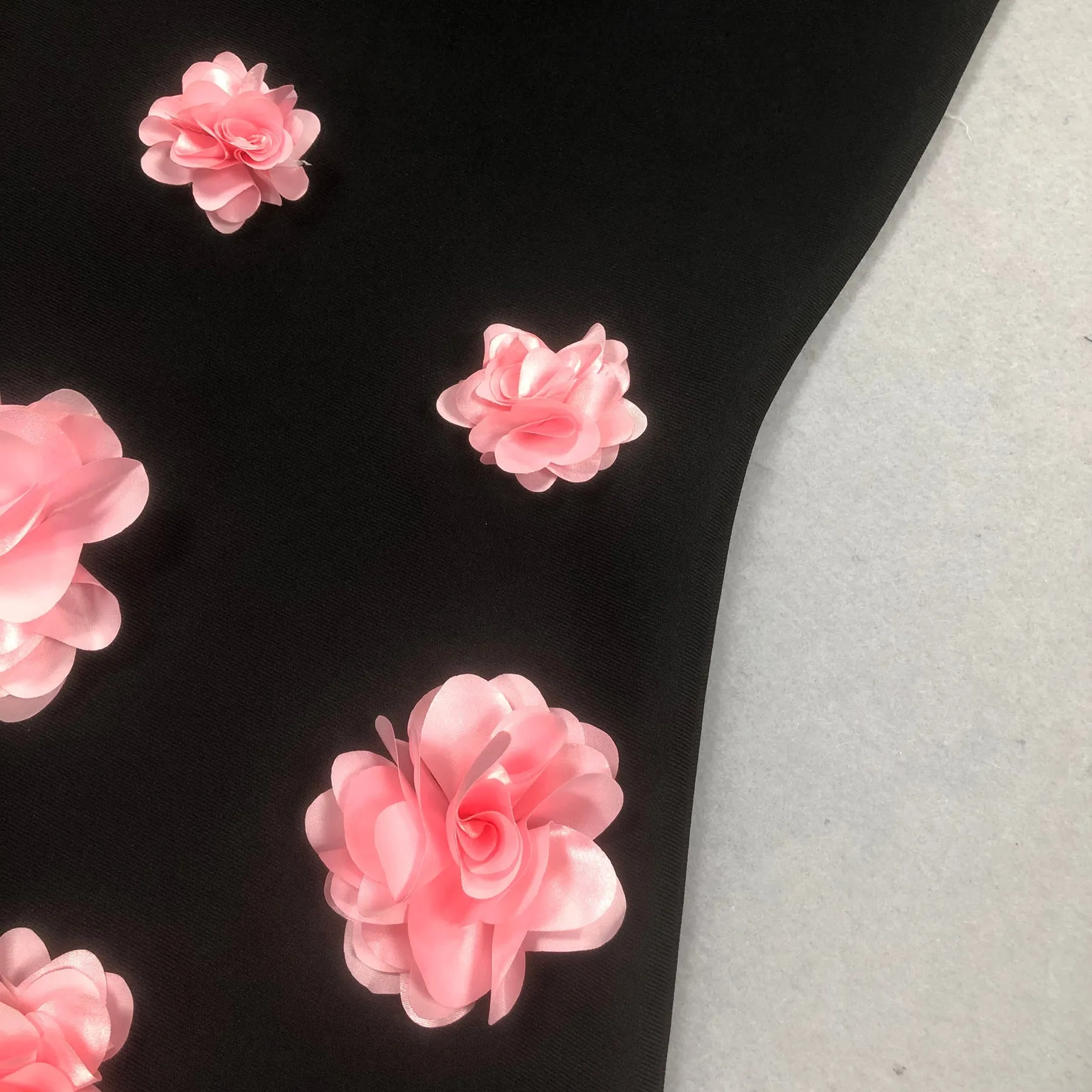 Floral embellished Strapless Maxi Dress in Black Gloria Lanvin
