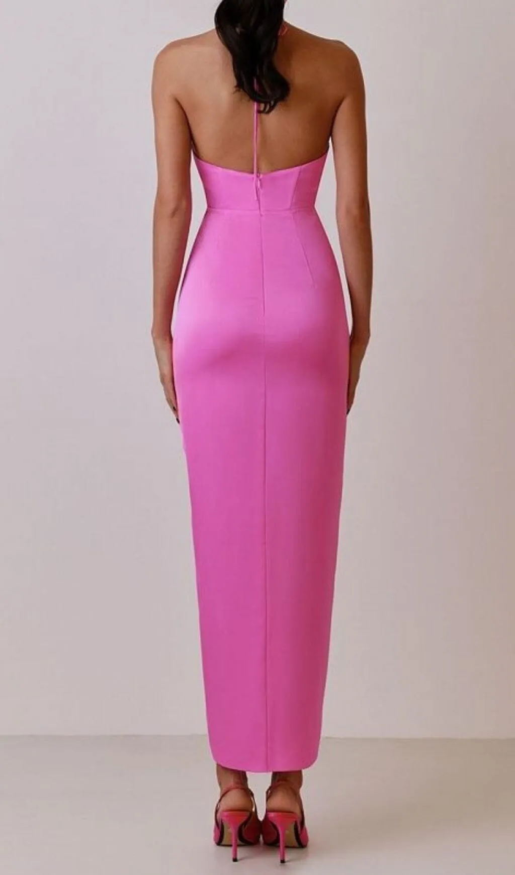 FLORAL EMBELLISHEDSLIT MIDI DRESS IN PINK Gloria Lanvin