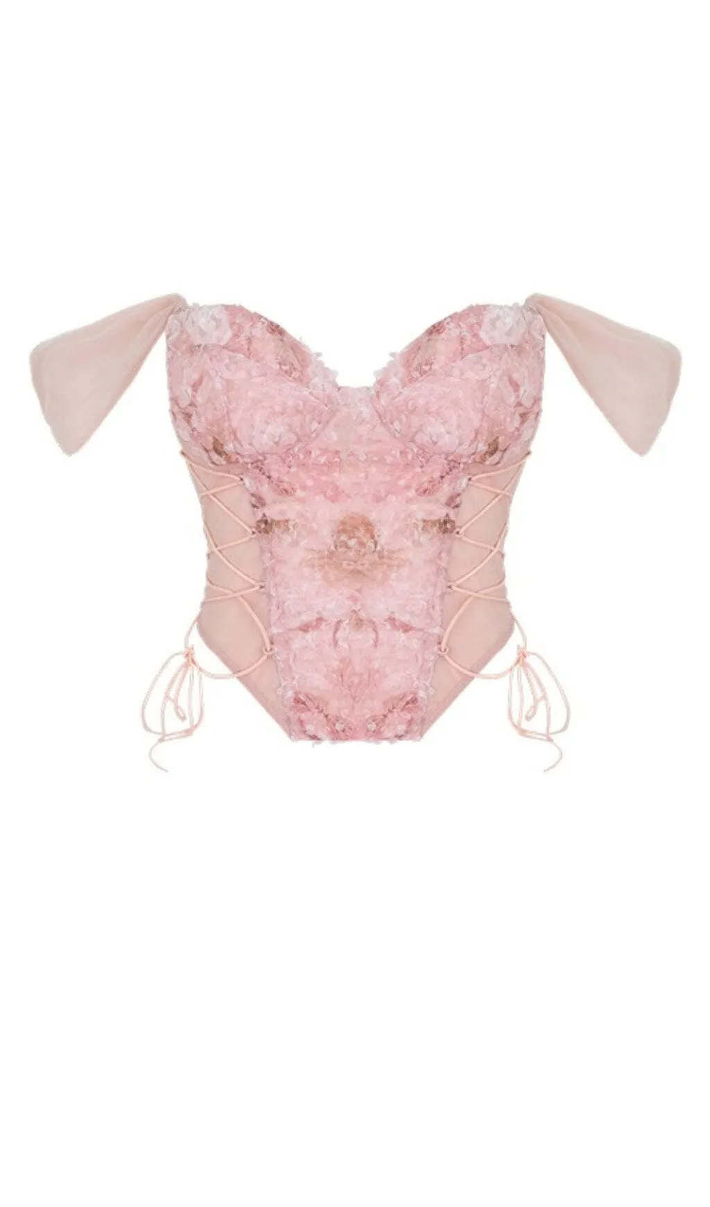 FLORAL EMBROIDERY LACE UP CORSET TOP Gloria Lanvin