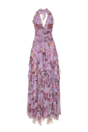 Floral Haze Stretch Tulle Maxi Dress Gloria Lanvin