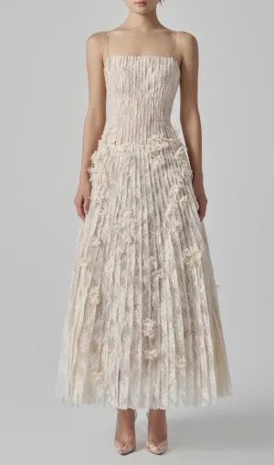 Floral Lace Strap Midi Dress Gloria Lanvin