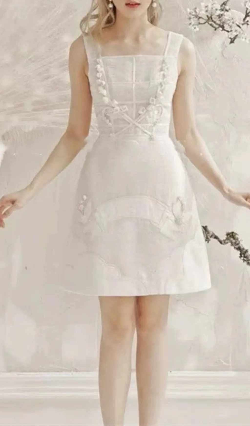 FLORAL LACE STRAPS MINI DRESS Gloria Lanvin