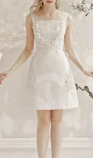 FLORAL LACE STRAPS MINI DRESS Gloria Lanvin