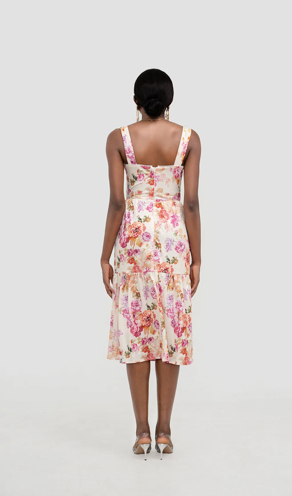 FLORAL MIDI DRESS IN IVORY Gloria Lanvin