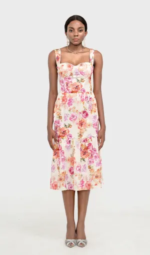 FLORAL MIDI DRESS IN IVORY Gloria Lanvin