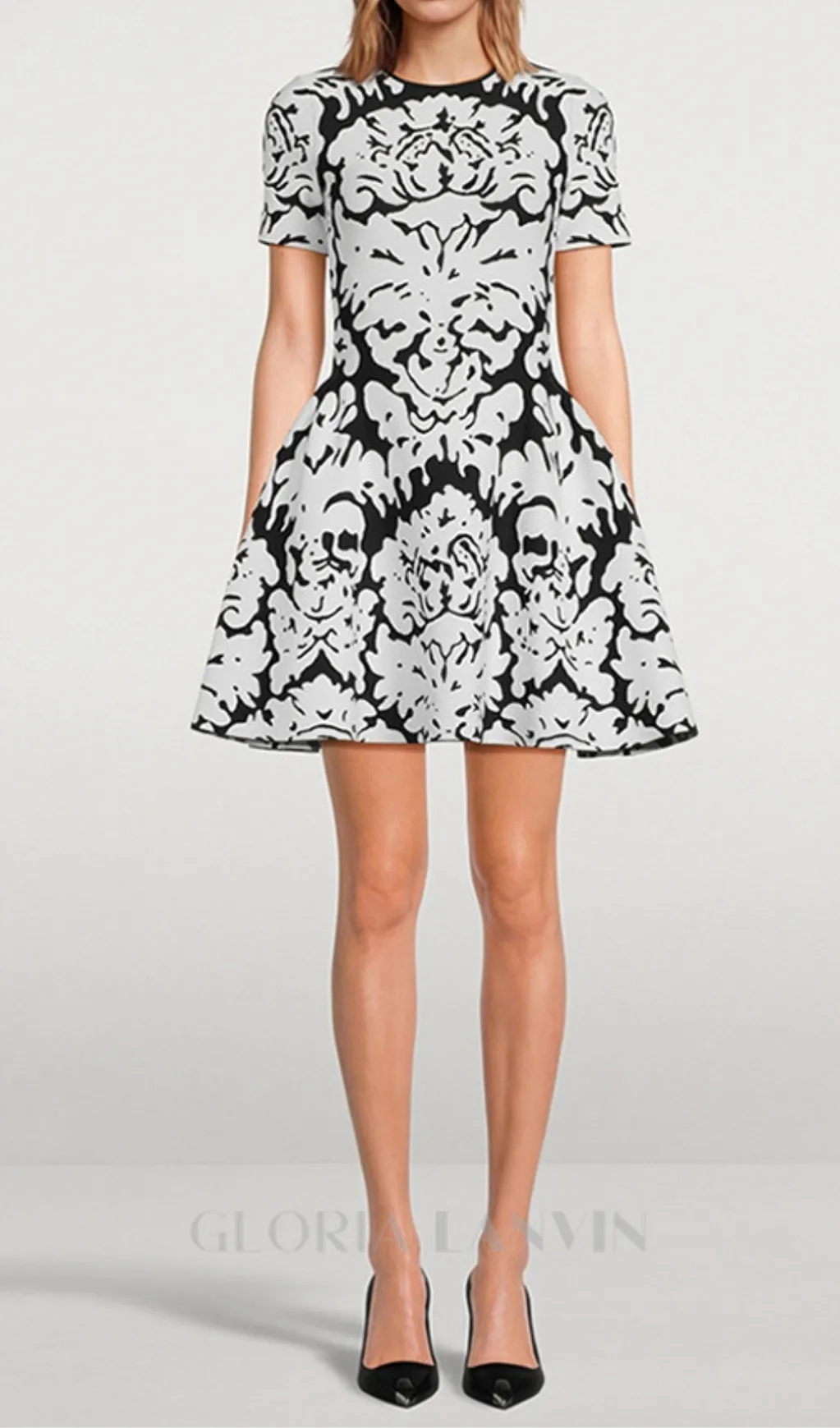 FLORAL-PATTERN STRETCH-KNIT MINI DRESS Gloria Lanvin
