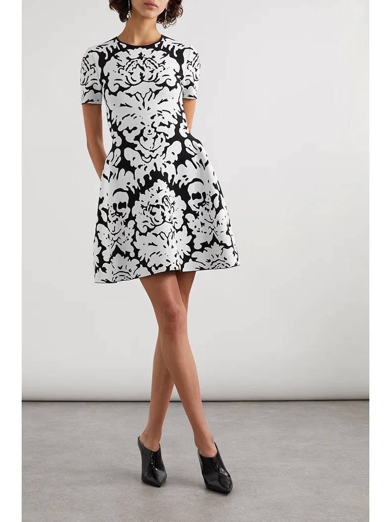 FLORAL-PATTERN STRETCH-KNIT MINI DRESS Gloria Lanvin