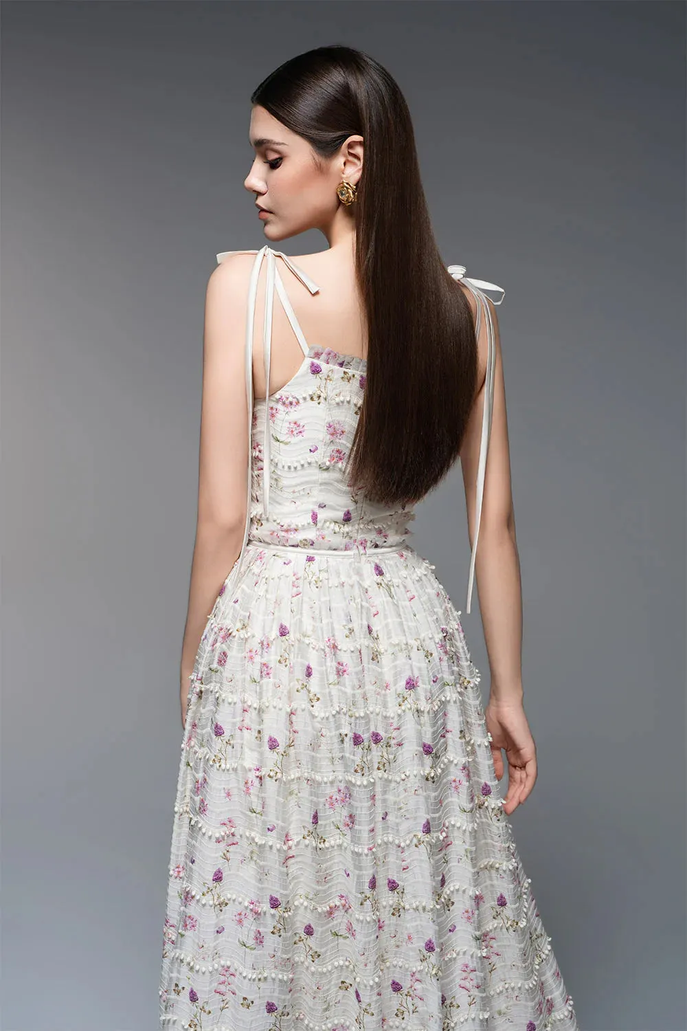floral print a-line square neck maxi dress Gloria Lanvin