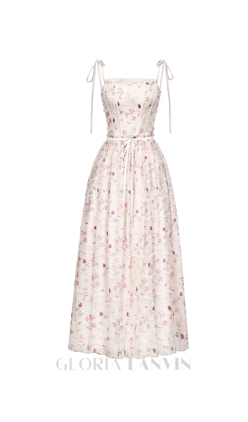 floral print a-line square neck maxi dress Gloria Lanvin