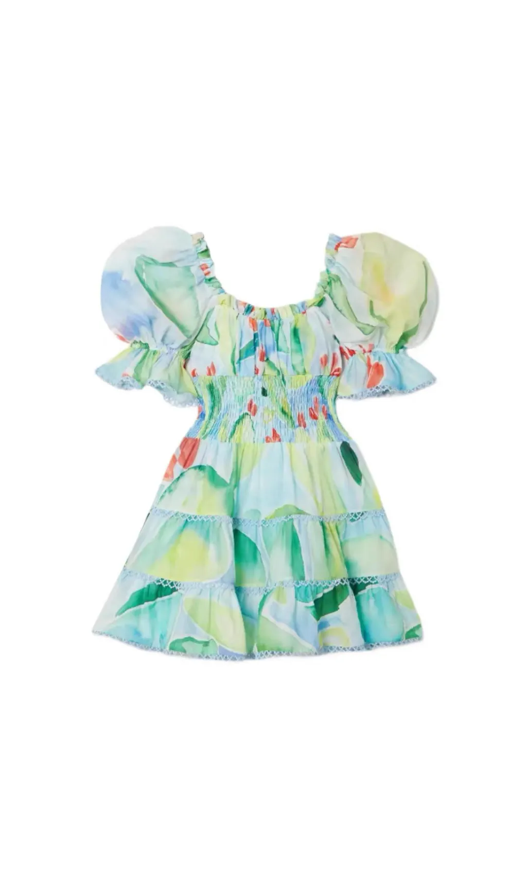 FLORAL-PRINT COTTON-BLEND VOILE MINI DRESS IN GREEN Gloria Lanvin