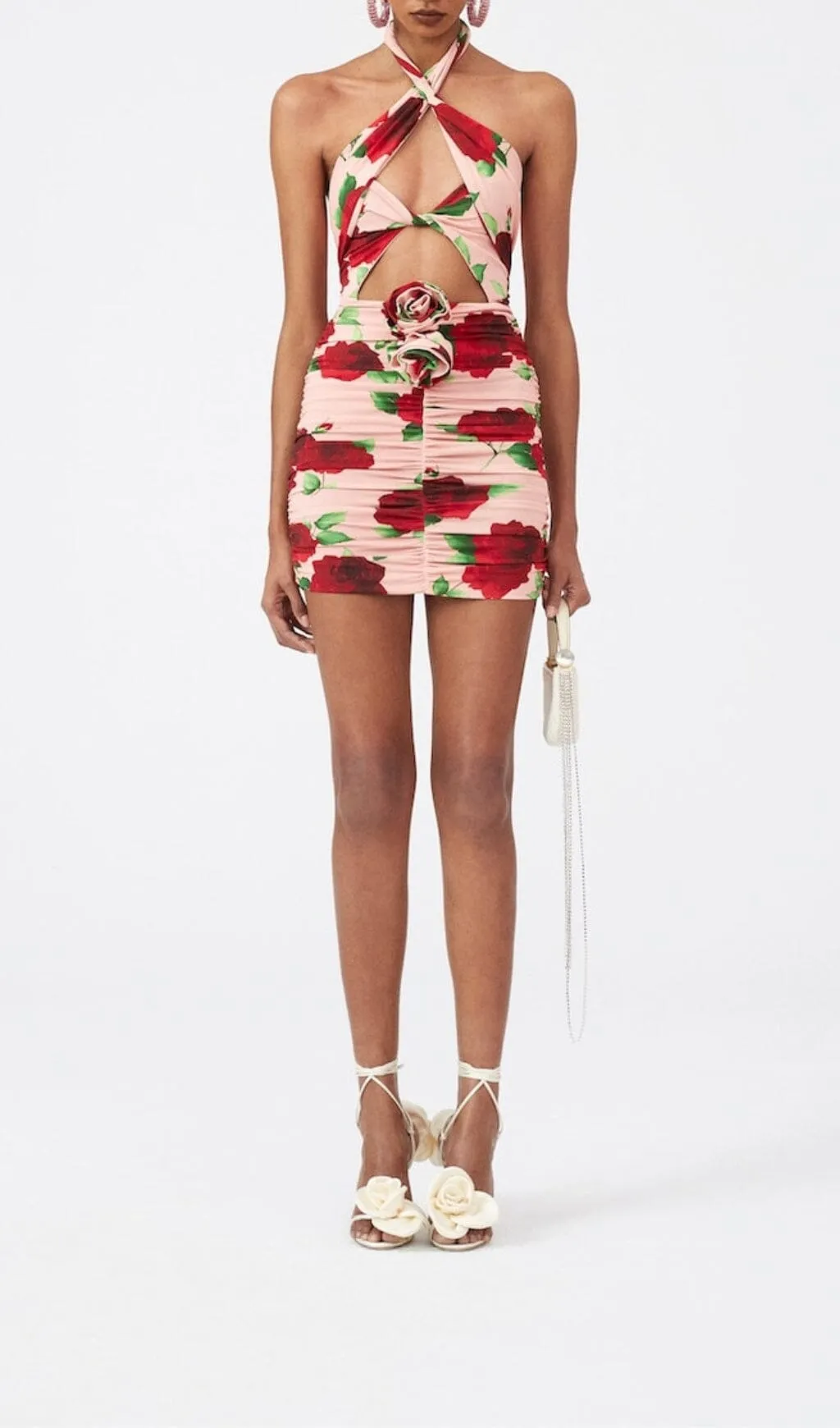 FLORAL- PRINT HALTER MINI DRESS IN CHERRY BLOSSOM Gloria Lanvin