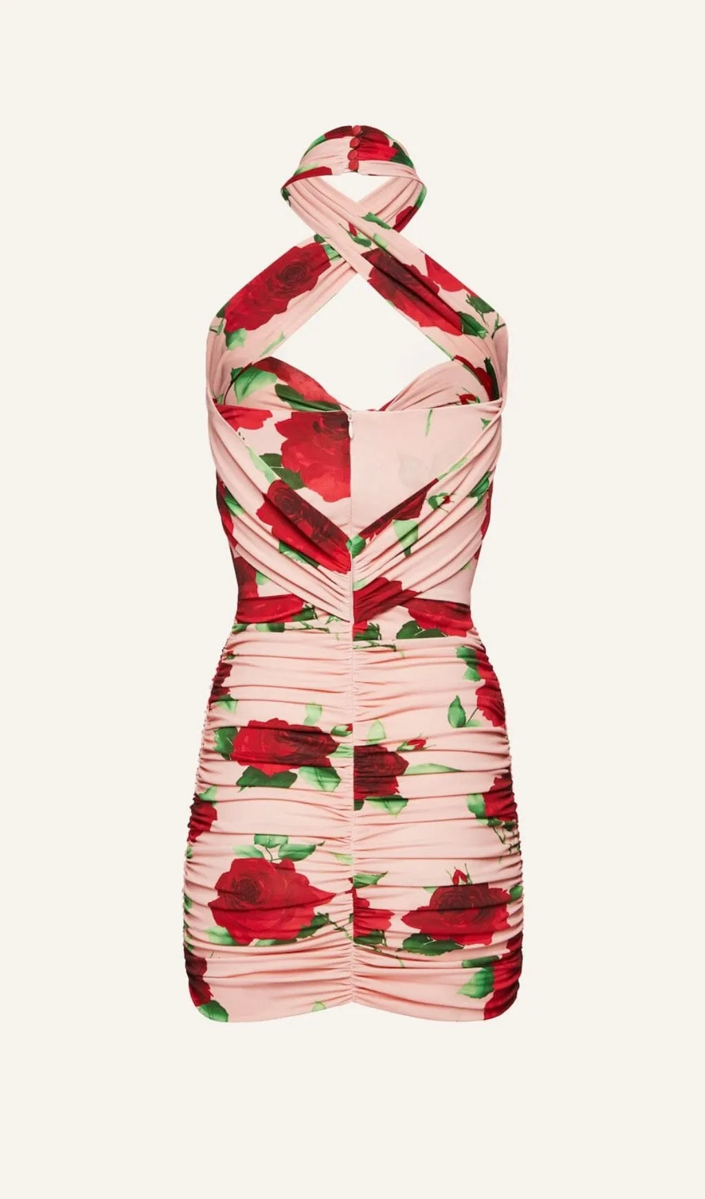 FLORAL- PRINT HALTER MINI DRESS IN CHERRY BLOSSOM Gloria Lanvin