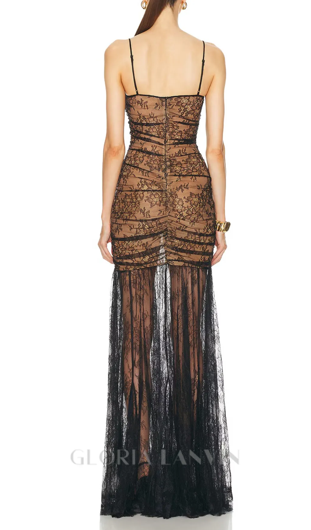 floral print lace maxi dress in black Gloria Lanvin