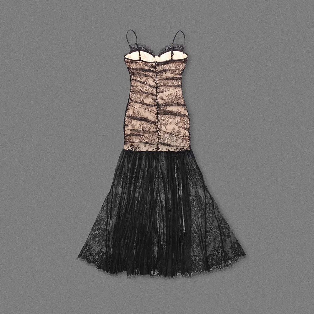 floral print lace maxi dress in black Gloria Lanvin