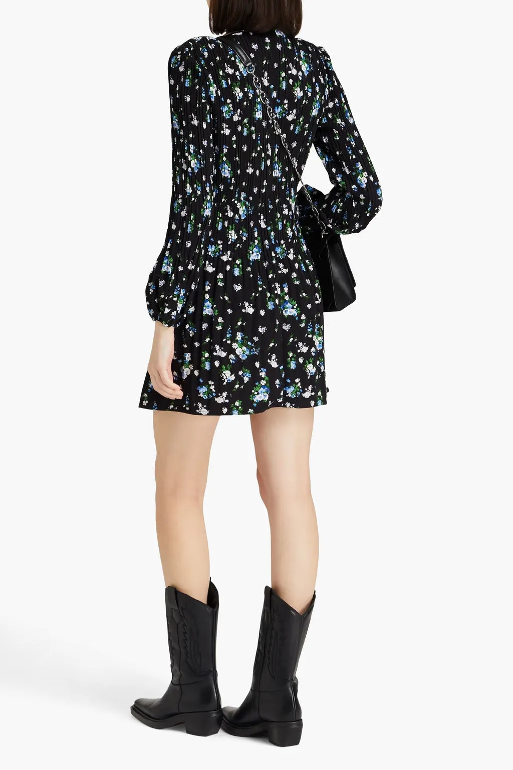 Floral-print pliss-crepe mini dress Gloria Lanvin