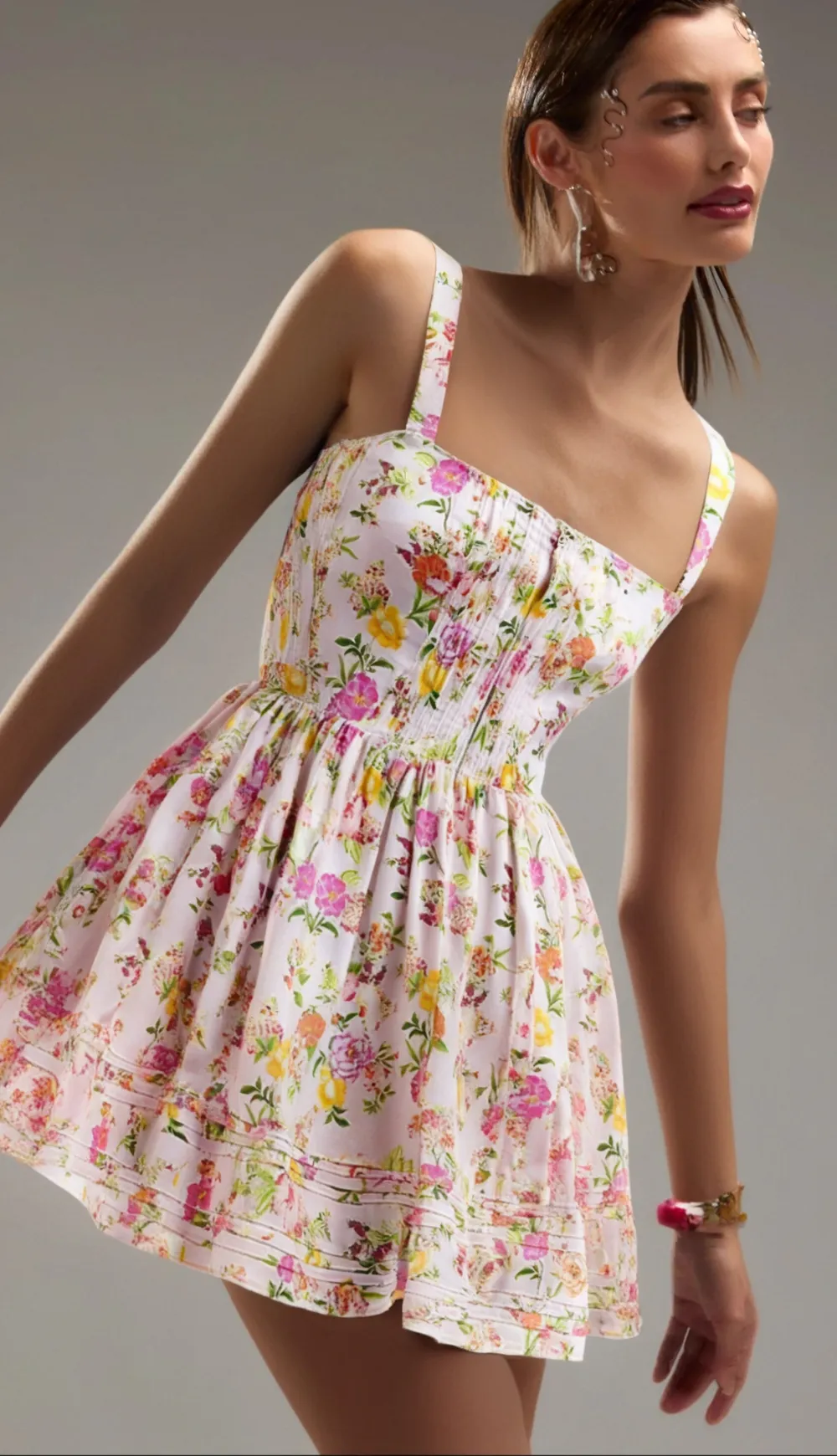 FLORAL PRINTED COTTON MINI DRESS Gloria Lanvin