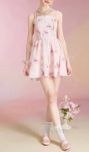 FLORAL PRINTED MINI DRESS IN PINK Gloria Lanvin