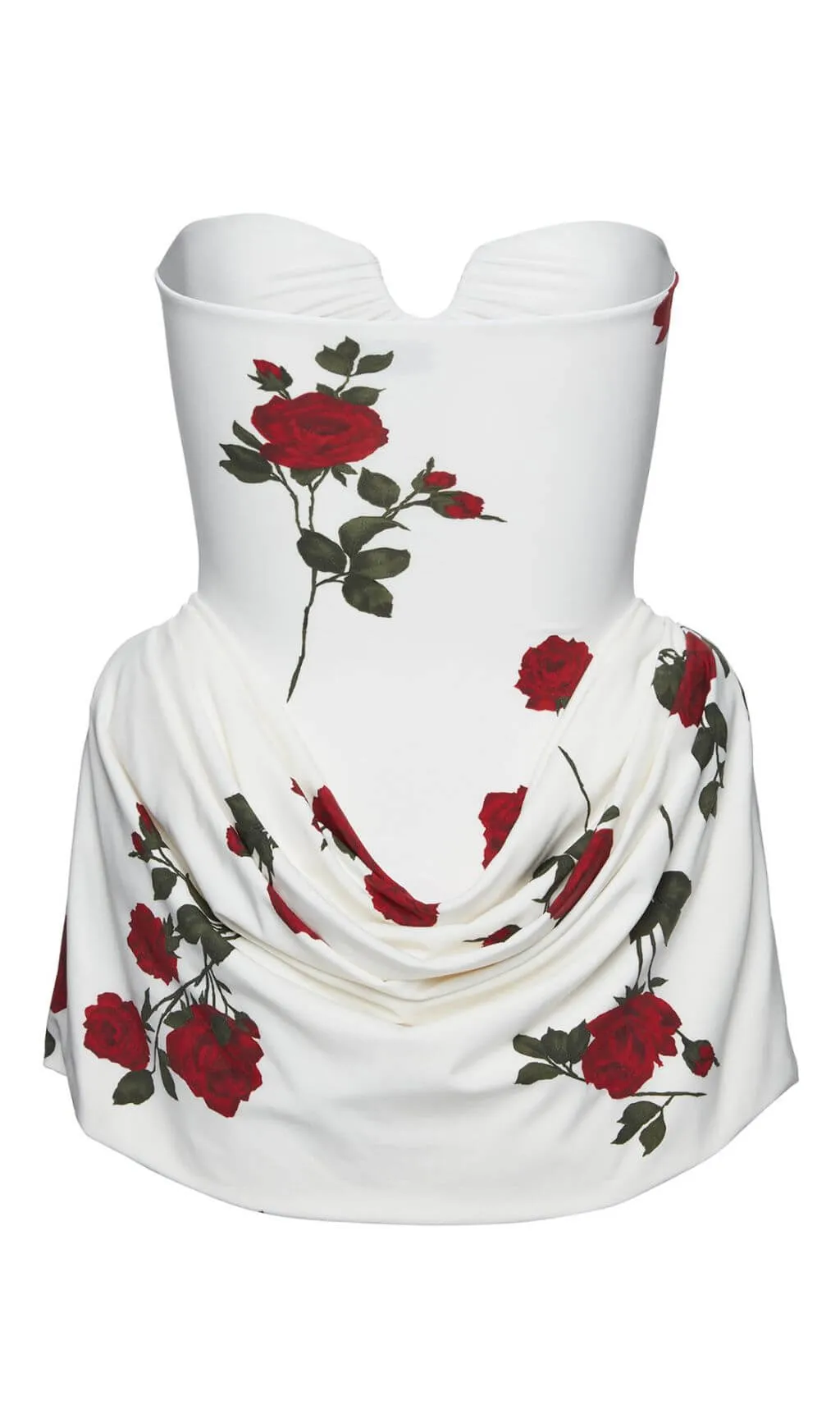 FLORAL-PRINTED PLEATED STRAPLESS MINI DRESS IN WHITE Gloria Lanvin