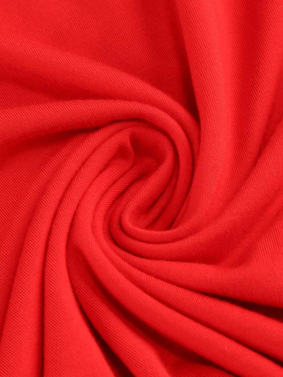 floral ruffle trim halter midi dress in red Gloria Lanvin