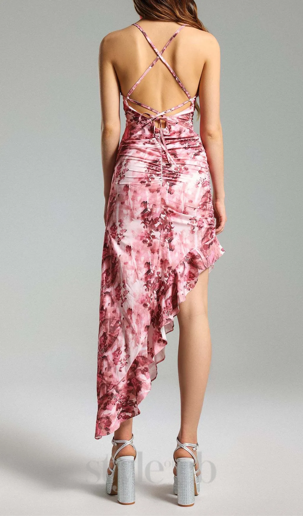 FLORAL RUFFLED SKEW DRESS Gloria Lanvin