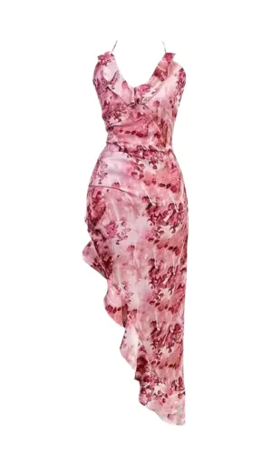 FLORAL RUFFLED SKEW DRESS Gloria Lanvin
