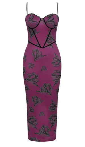 FLORAL STRAPPY CORSET MIDI DRESS Gloria Lanvin