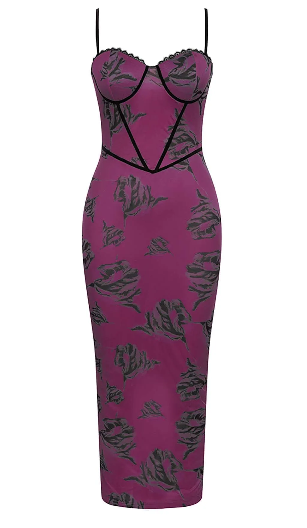 FLORAL STRAPPY CORSET MIDI DRESS Gloria Lanvin