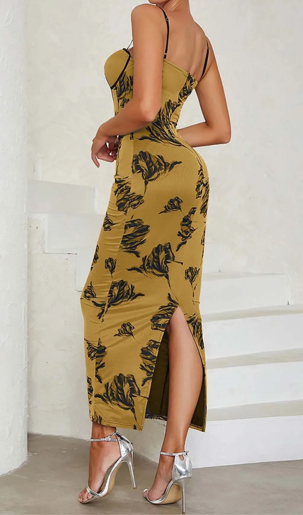 FLORAL STRAPPY CORSET MIDI DRESS Gloria Lanvin