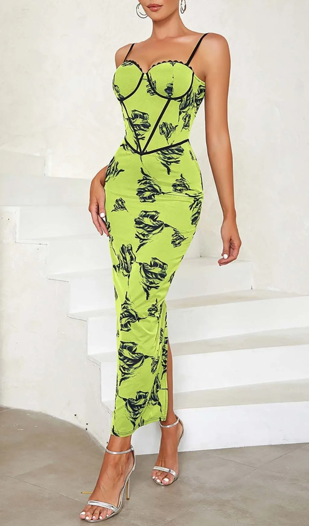 FLORAL STRAPPY CORSET MIDI DRESS Gloria Lanvin