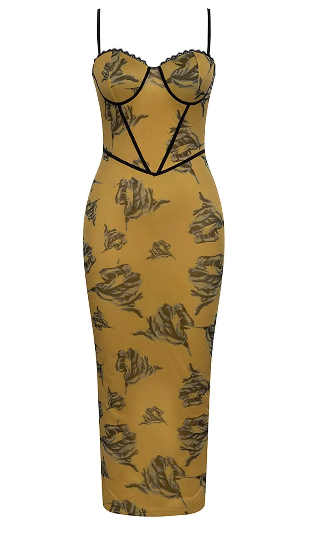 FLORAL STRAPPY CORSET MIDI DRESS Gloria Lanvin
