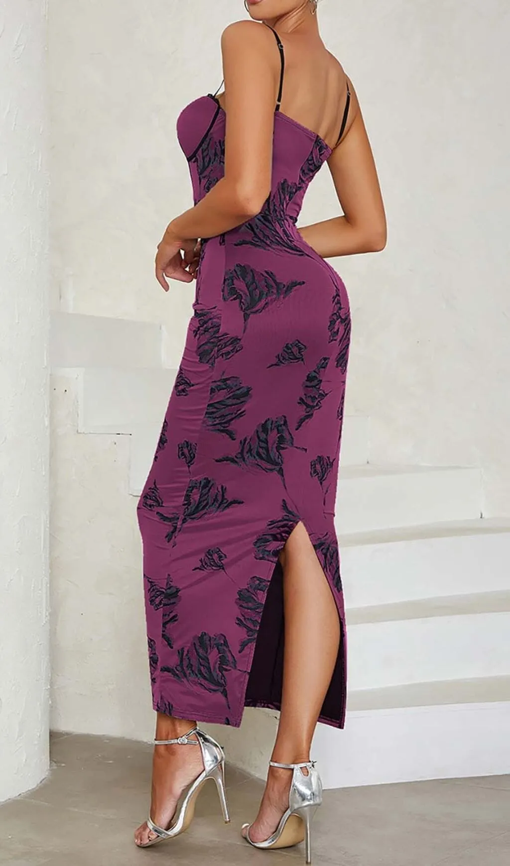 FLORAL STRAPPY CORSET MIDI DRESS Gloria Lanvin
