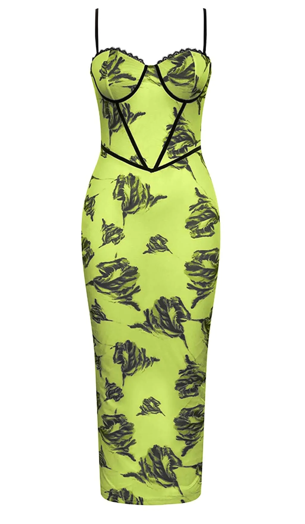 FLORAL STRAPPY CORSET MIDI DRESS Gloria Lanvin