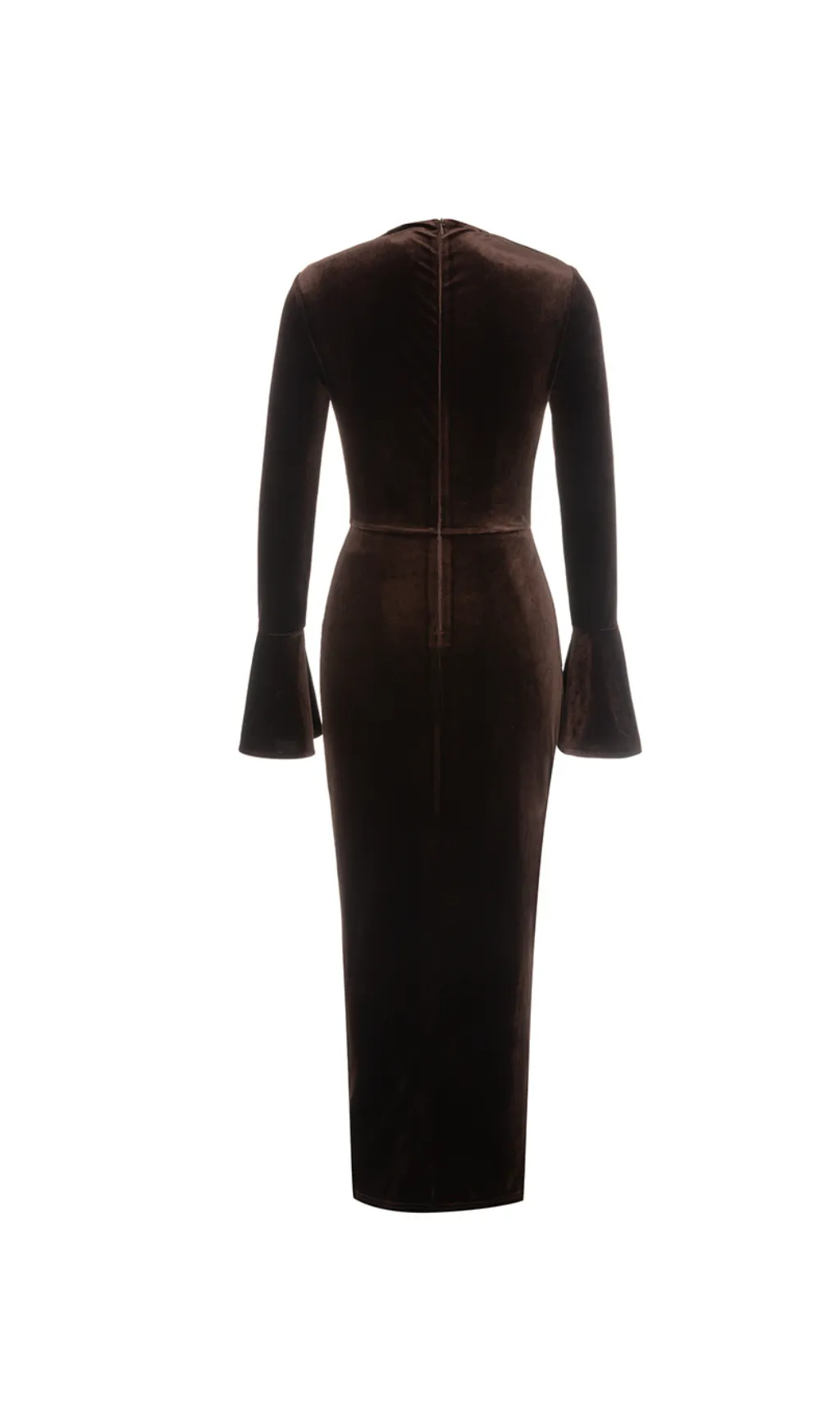 FLOUNCE SLEEVE SPLIT THIGH VELVET DRESS Gloria Lanvin